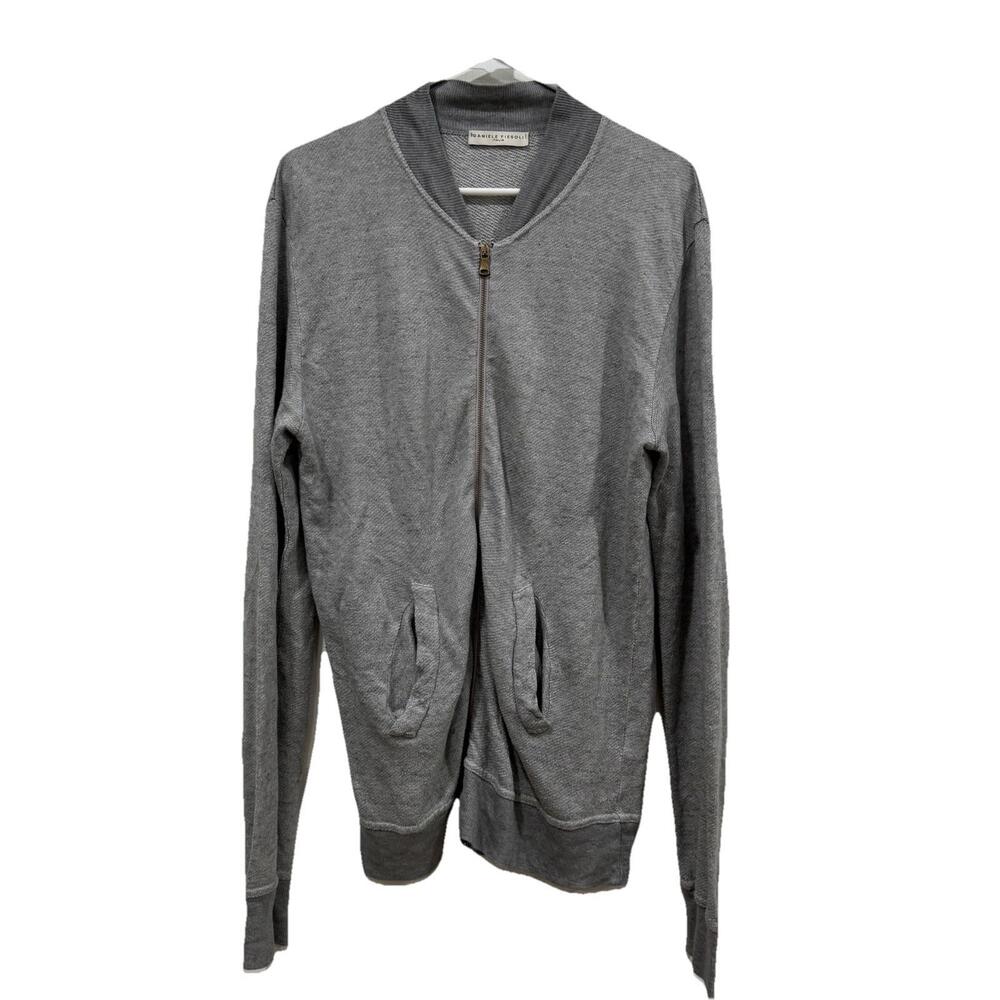 Women’s Daniele Fiesoli‎ Italia Full Zip Sweater Size Linen Blend Xl? Gray Grey